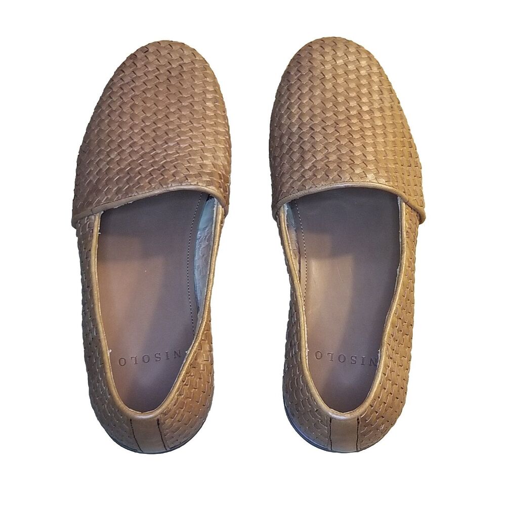 Nisolo Mara Loafers Women's Size 10.5 Shoes Brown Woven Leather Slip On Flats - Picture 2 of 6